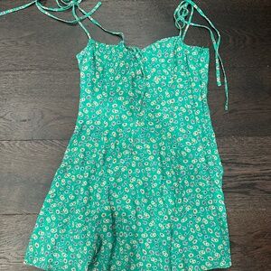 Green Floral Blue Life Mini Dress